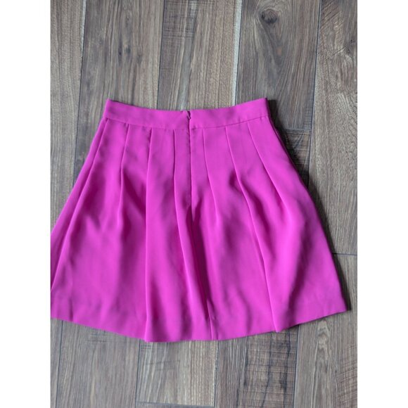 J.Crew Womens Bright Pink Mini Skirt Size 00 100% Polyester Pleated Design Dry C - Picture 2 of 5